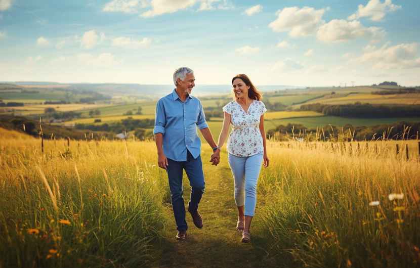 Couple Walking the East Sussex Countryside